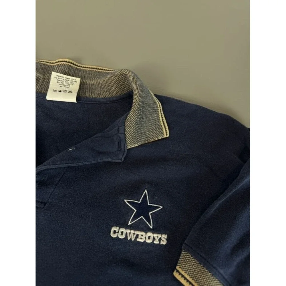 Vintage Dynasty‎ Mens Dallas Cowboys Polo Shirt Embroidered Logo Blue Cotton L